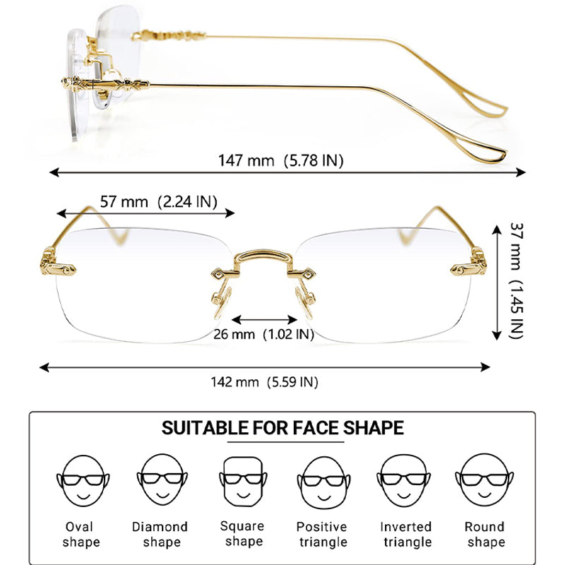 Anti-blue light rimless trimming presbyopic glasses men & women
