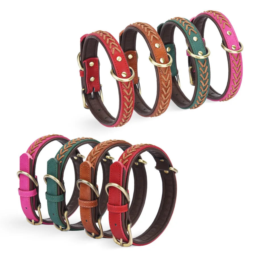 Hand-woven Pet Collars, Small and Medium-sized Leather Dog Collars