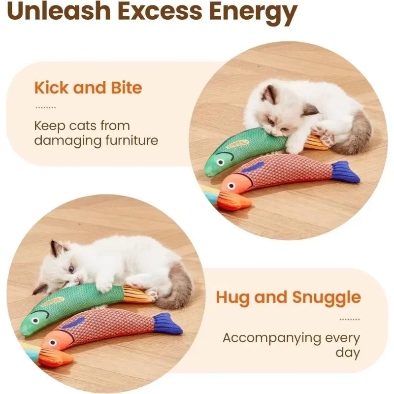 Cat Toys Saury Fish Crinkle Sound Plush Peyt Toys Interactive Cat Kicker Toy Teeth Grinding Cat Kitten Catnip Toys