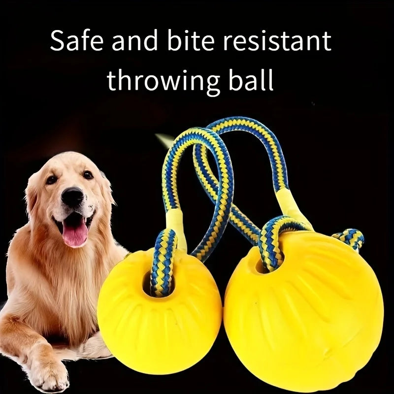 EVA pet toy ball dog floating training dog pull ring bite resistant teeth grinding pet ball wear rope ball