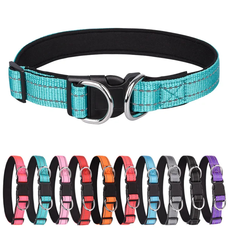 Solid Color Dog Collar Reflective Webbing Pet Collar Explosion-proof Impact Adjustable Collar