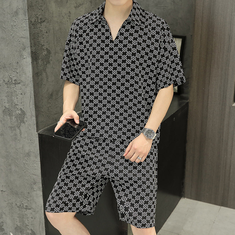Men's Fashion Comfortable Short Sleeve Top & Shorts Two Piece Set