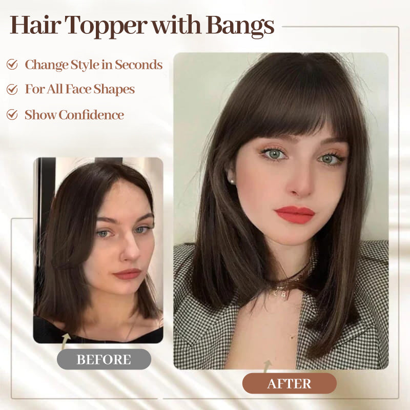 🔥2025 Hot Sale🔥Natural Hair Toppers with Bangs for Women
