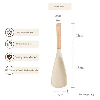 🔥New Hot Selling❤️‍🔥 Silicone Salad Spatula with Wood Handle