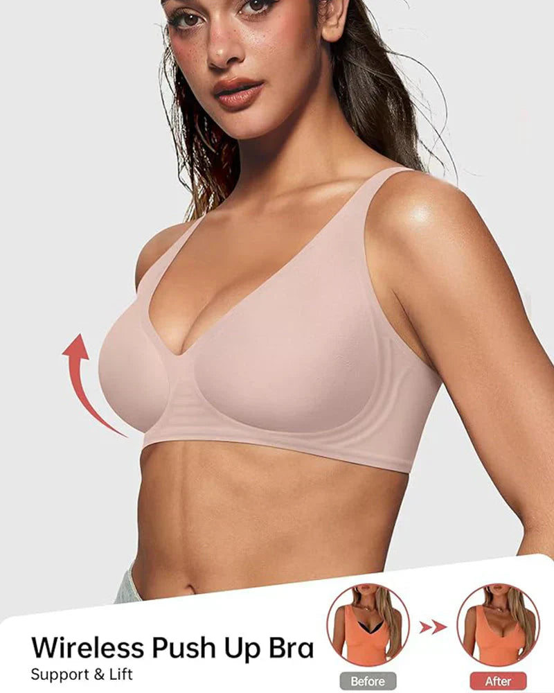 🍃Summer Hot Sale 49% OFF⏰Deep V Plunge Push-up Wirefree Seamless Jelly Bra
