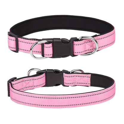 Solid Color Dog Collar Reflective Webbing Pet Collar Explosion-proof Impact Adjustable Collar