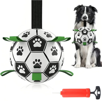 Damaly,Interactive Dog Soccer Toy with A Grip Ring, Durable Water Ball for Dogs, Dog Chasing and Playing Toy, Without Battery