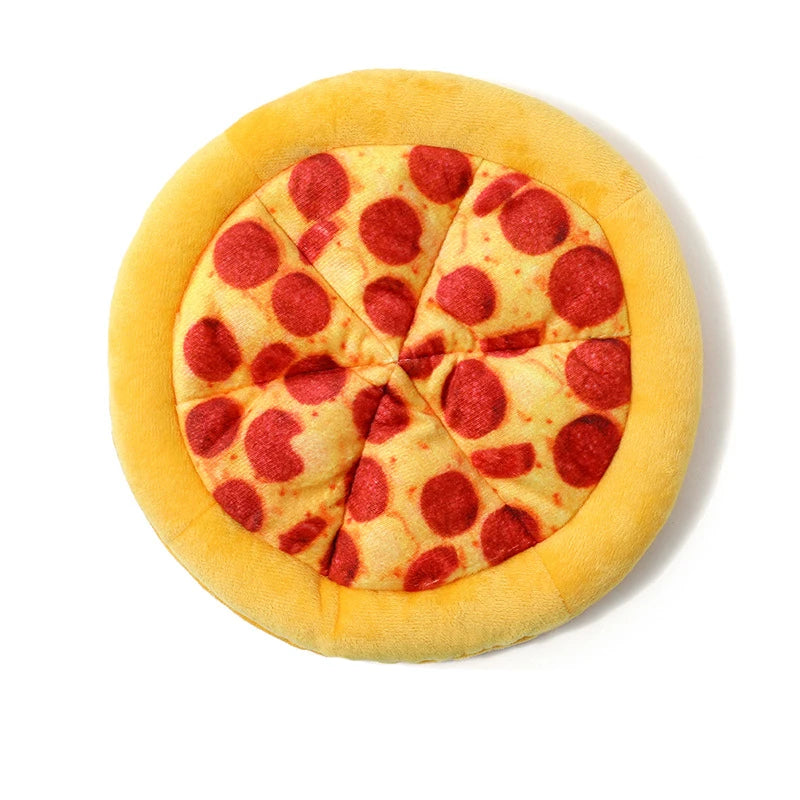 Dog Toy Plush Pizza Shape Pet Squeaky Sound Toys for Small Large Dogs Puppy Teeth Cleaning Chew Toy Pet Supplies