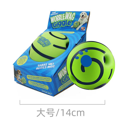 Dog Toys Wobble Wag Giggle Glow Ball Interactive Dog Attention Toy Fun Giggle Sounds Ball when rolled up