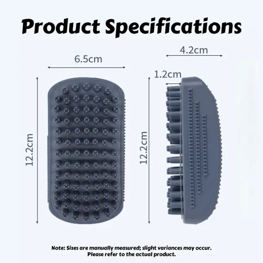 3-Head Silicone Bath Massage Brush with Fur Removal for Cats/Dogs - Collects 96% Wet Hair during Washing - Grooming Tool