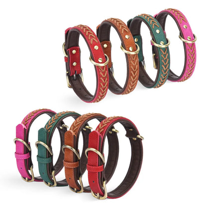 Hand-woven Pet Collars, Small and Medium-sized Leather Dog Collars