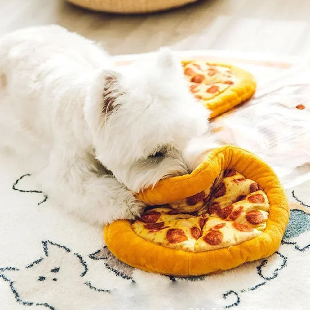 Dog Toy Plush Pizza Shape Pet Squeaky Sound Toys for Small Large Dogs Puppy Teeth Cleaning Chew Toy Pet Supplies
