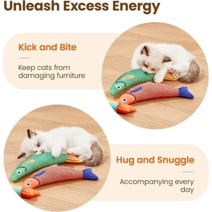 Cat Toys Saury Fish Crinkle Sound Plush Peyt Toys Interactive Cat Kicker Toy Teeth Grinding Cat Kitten Catnip Toys