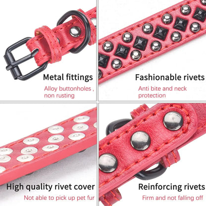 CP434BK--1pc vintage heavy leather pet dog rivets collar, anti bite and neck protection collar. medium to large dog fit collar.