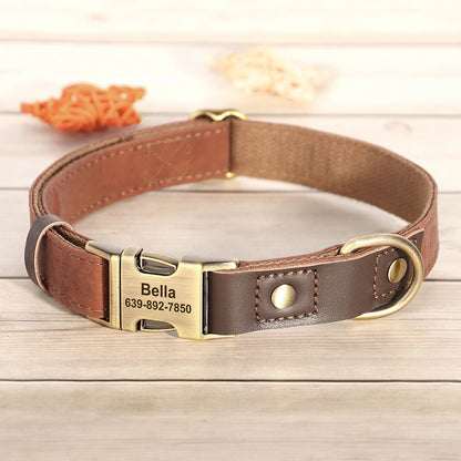Free Custom PU Leather Dog Collar Engraved Dog Collars Adjustable Pet Buckle ID Necklace Durable for Small Medium Large Dogs Pug