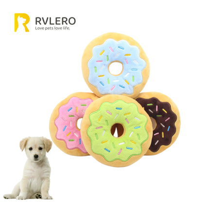 Dog Toys Donut Plush Soundmaking Cute Toy Pets Dog Squeaky Sound Funny Interactive Bite-Resistant Chew Biting Teeth Grinding