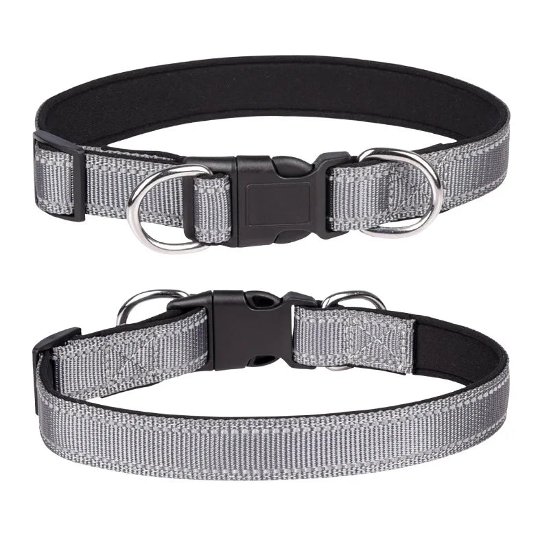 Solid Color Dog Collar Reflective Webbing Pet Collar Explosion-proof Impact Adjustable Collar
