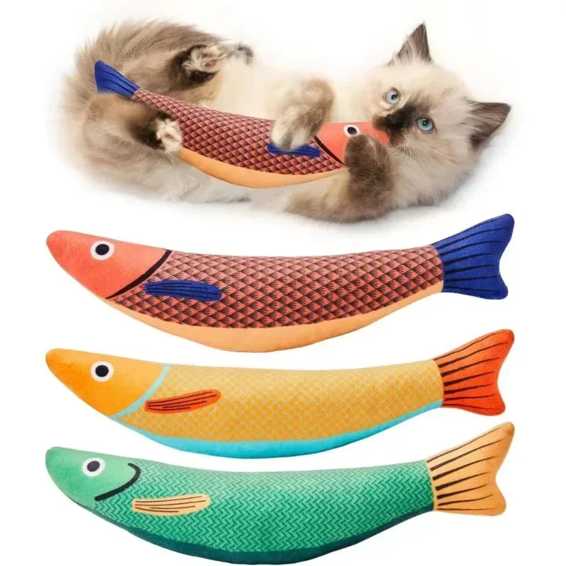 Cat Toys Saury Fish Crinkle Sound Plush Peyt Toys Interactive Cat Kicker Toy Teeth Grinding Cat Kitten Catnip Toys