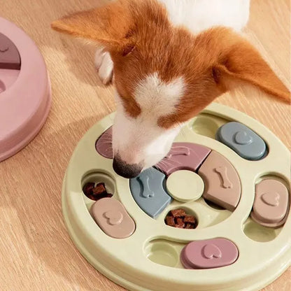 Smart Tool Food Compartments Pet Slow Feeder Wheel Puzzle Dog Feeding Tray Slow Feeder Pet Bowl for Cats Dogs Playing Toys