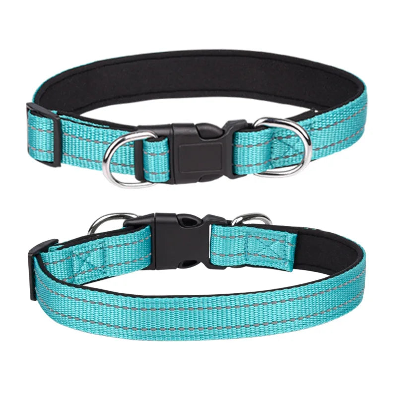 Solid Color Dog Collar Reflective Webbing Pet Collar Explosion-proof Impact Adjustable Collar