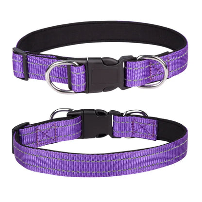 Solid Color Dog Collar Reflective Webbing Pet Collar Explosion-proof Impact Adjustable Collar