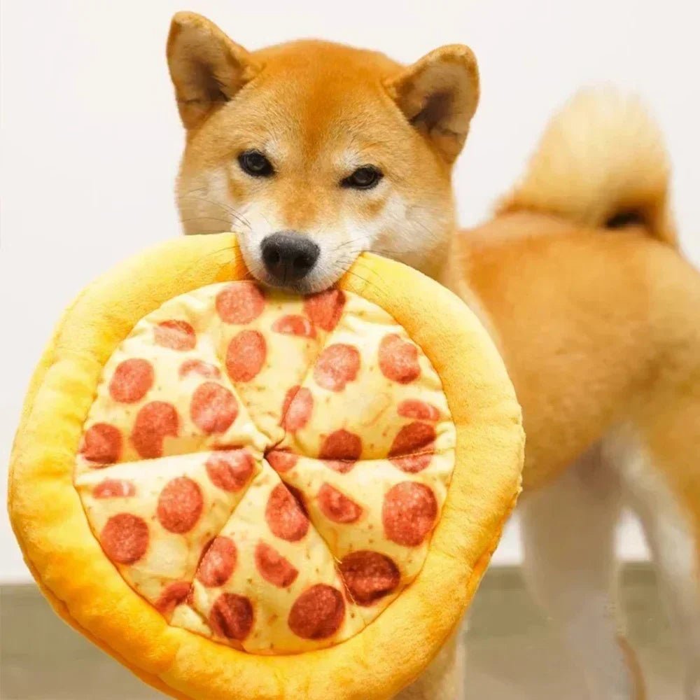 Dog Toy Plush Pizza Shape Pet Squeaky Sound Toys for Small Large Dogs Puppy Teeth Cleaning Chew Toy Pet Supplies