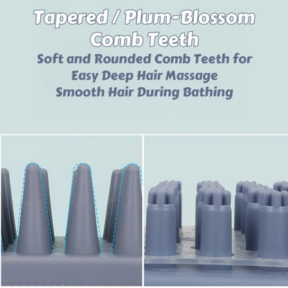 3-Head Silicone Bath Massage Brush with Fur Removal for Cats/Dogs - Collects 96% Wet Hair during Washing - Grooming Tool