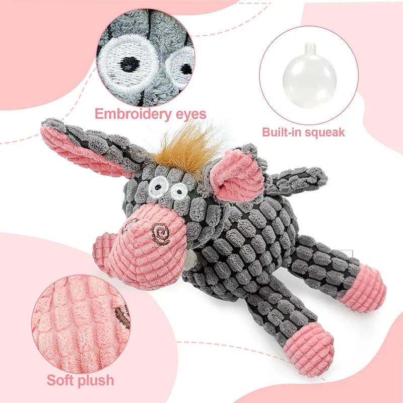 Kenjac - Stuffed Animal Plush Dog Toy with Squeakers, Aggressive Chew Toys for Small Medium Large Dogs Pet Products