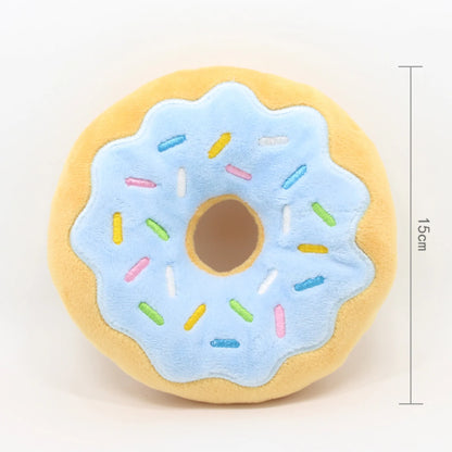 Dog Toys Donut Plush Soundmaking Cute Toy Pets Dog Squeaky Sound Funny Interactive Bite-Resistant Chew Biting Teeth Grinding