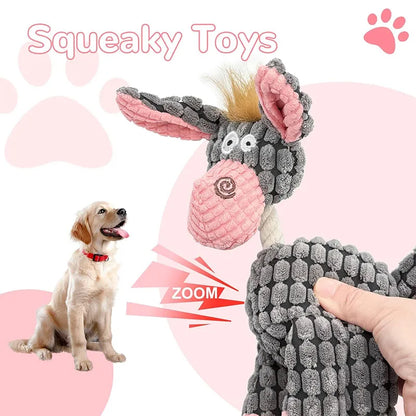 Kenjac - Stuffed Animal Plush Dog Toy with Squeakers, Aggressive Chew Toys for Small Medium Large Dogs Pet Products