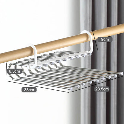 Multi layer zipper magic pants rack