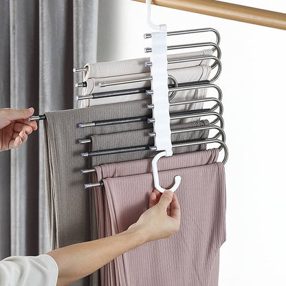 Multi layer zipper magic pants rack