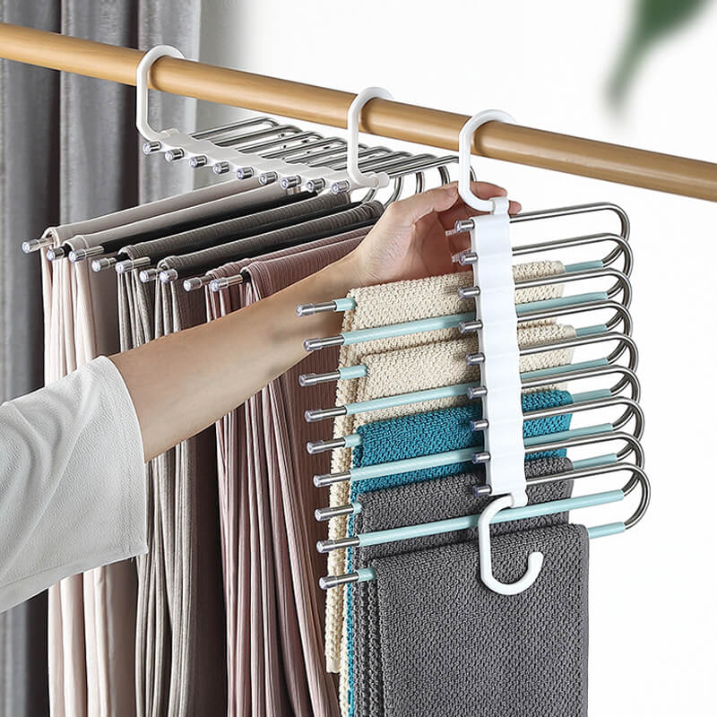 Multi layer zipper magic pants rack