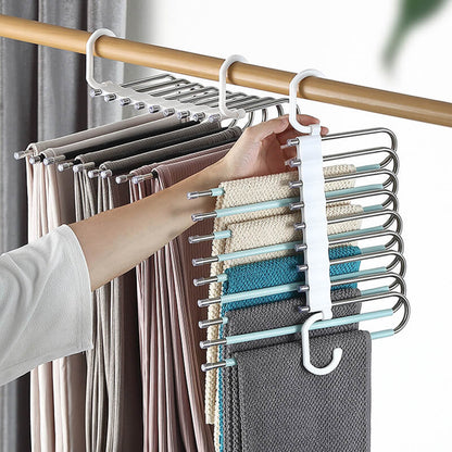 Multi layer zipper magic pants rack