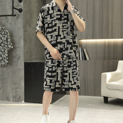 Men's Fashion Comfortable Short Sleeve Top & Shorts Two Piece Set