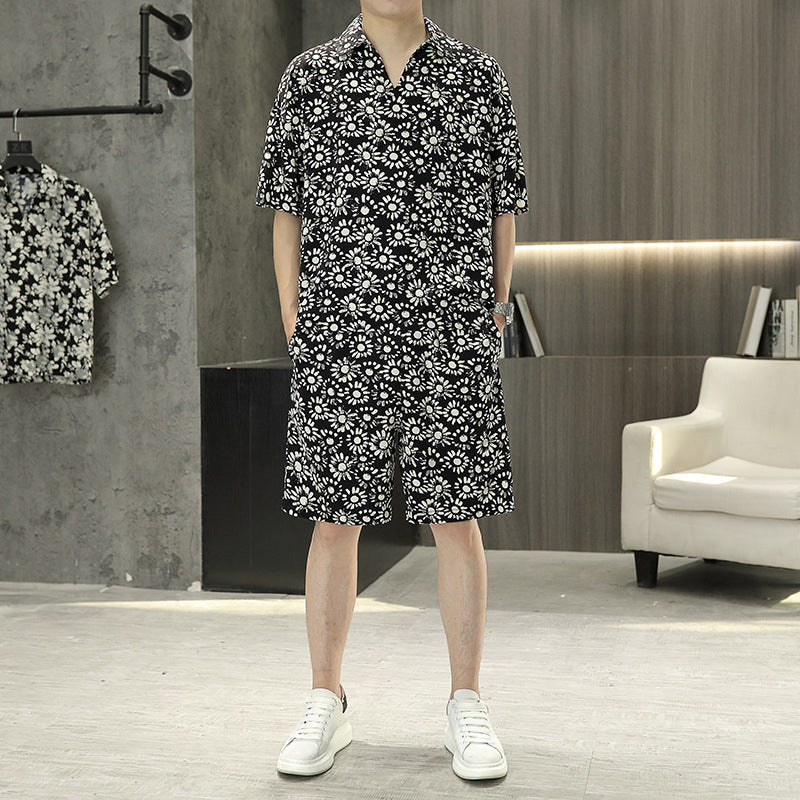 Men's Fashion Comfortable Short Sleeve Top & Shorts Two Piece Set