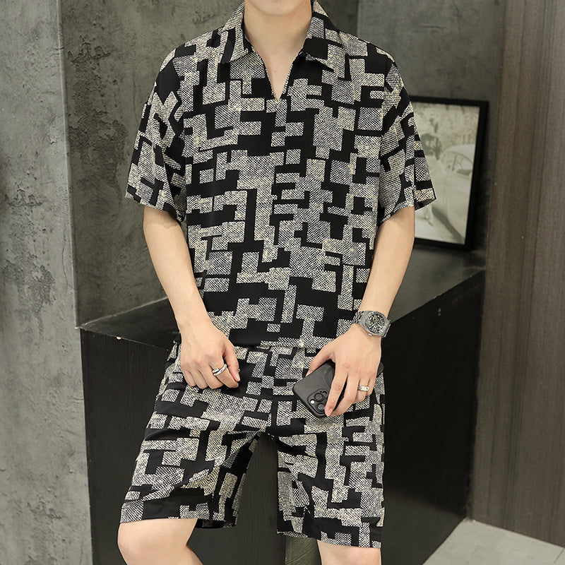 Men's Fashion Comfortable Short Sleeve Top & Shorts Two Piece Set