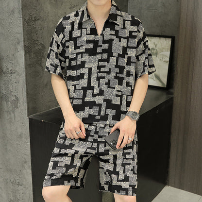 Men's Fashion Comfortable Short Sleeve Top & Shorts Two Piece Set