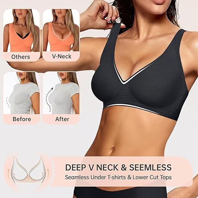 🍃Summer Hot Sale 49% OFF⏰Deep V Plunge Push-up Wirefree Seamless Jelly Bra