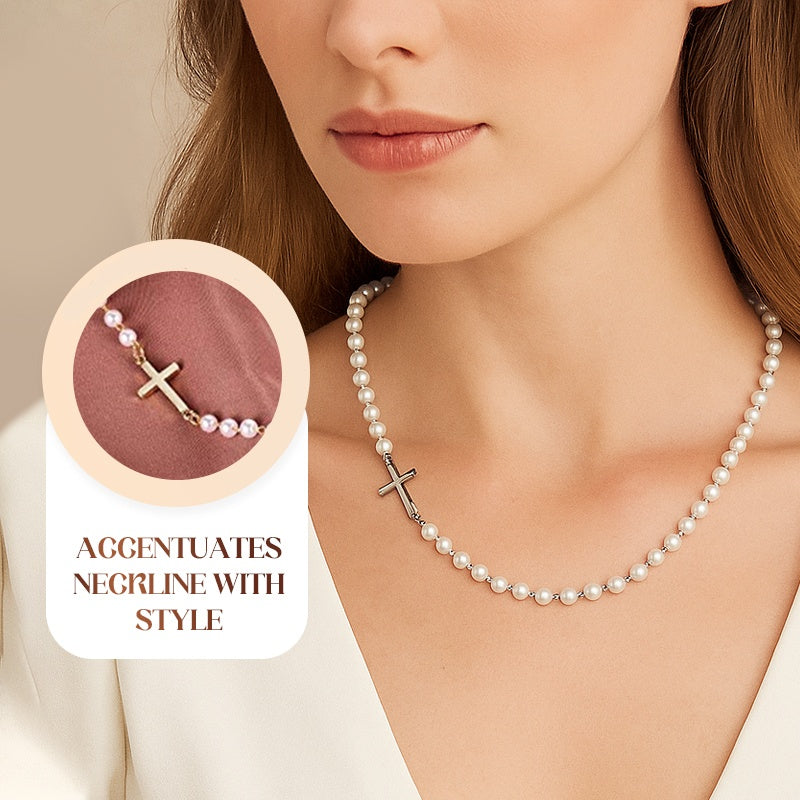 💥Women’s Elegant Cross Synthetic Pearl Necklace