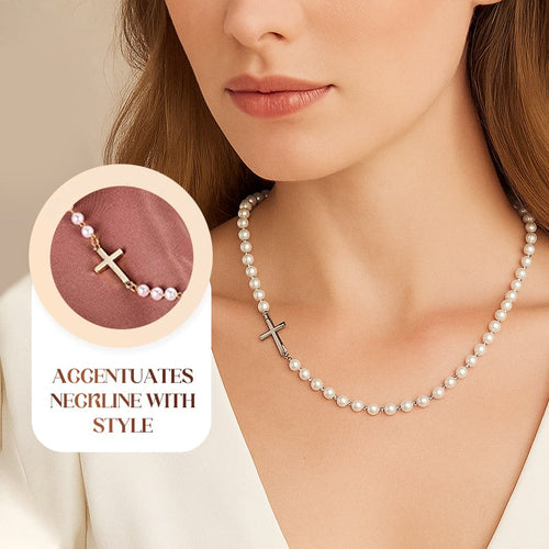 💥Women’s Elegant Cross Synthetic Pearl Necklace