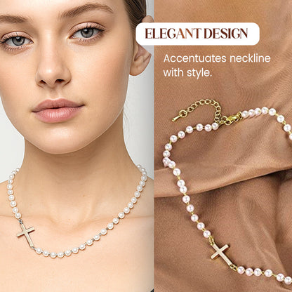 💥Women’s Elegant Cross Synthetic Pearl Necklace