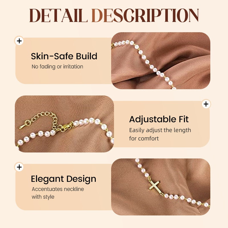 💥Women’s Elegant Cross Synthetic Pearl Necklace