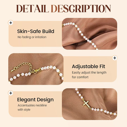 💥Women’s Elegant Cross Synthetic Pearl Necklace