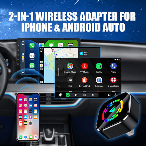 2-in-1 Wireless Adapter for iPhone & Android Auto