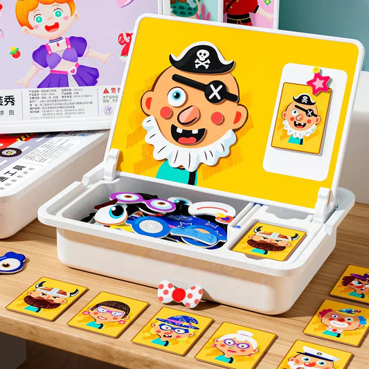 🎁Last Day 49% OFF😍Magnetic Puzzles Face Dress Up Travel Game Double Side Preschool Educational Learning Toy for Kids