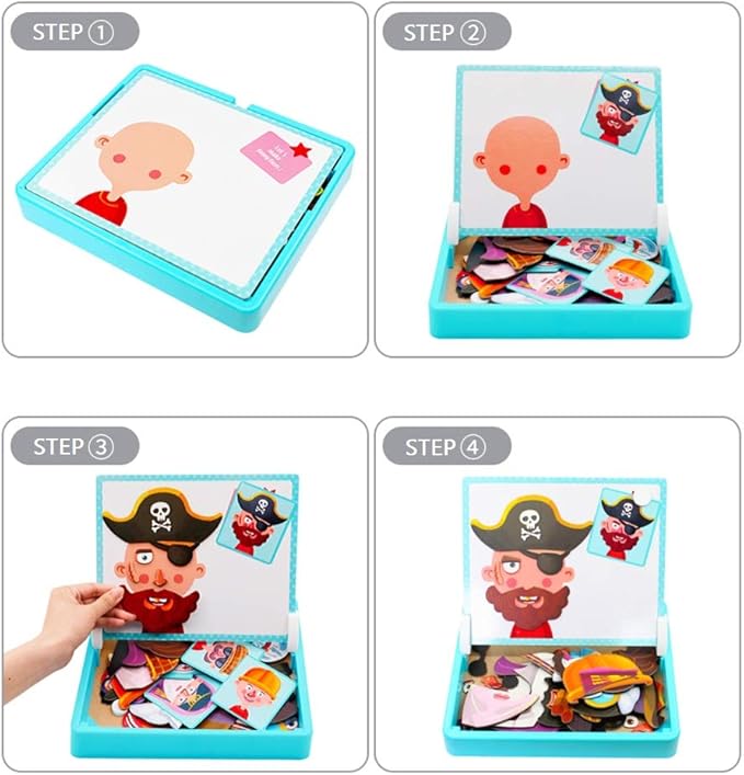 🎁Last Day 49% OFF😍Magnetic Puzzles Face Dress Up Travel Game Double Side Preschool Educational Learning Toy for Kids