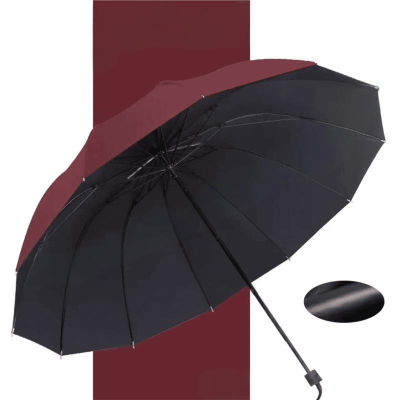 Large folding umbrella with 12 windproof ribs