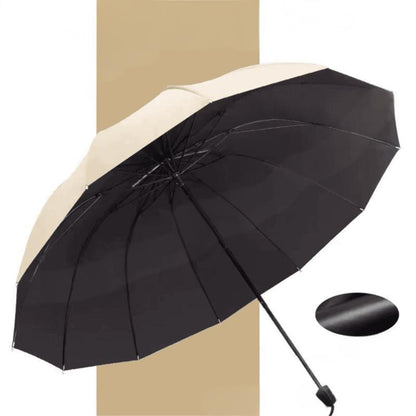 Large folding umbrella with 12 windproof ribs