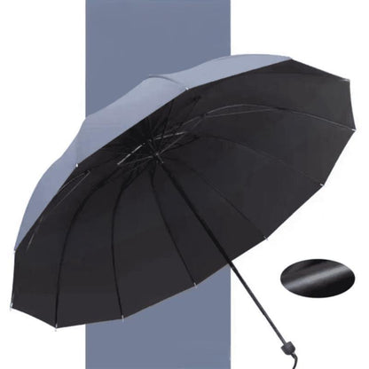 Large folding umbrella with 12 windproof ribs